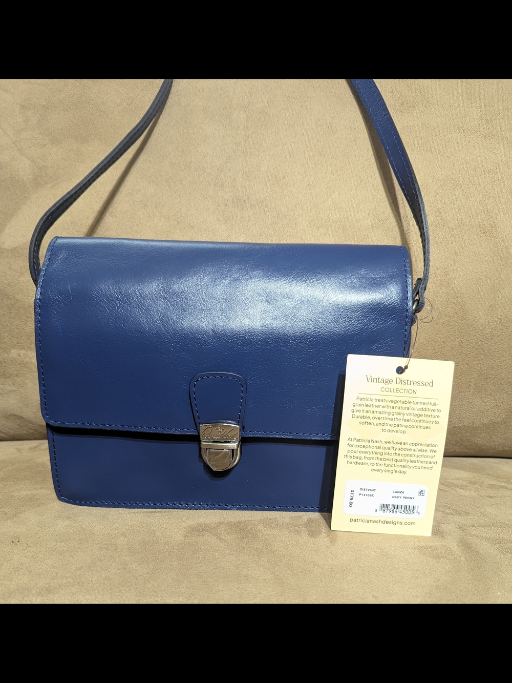 Patricia Nash Lanza Navy Leather Crossbody Bag - Picture 9 of 13